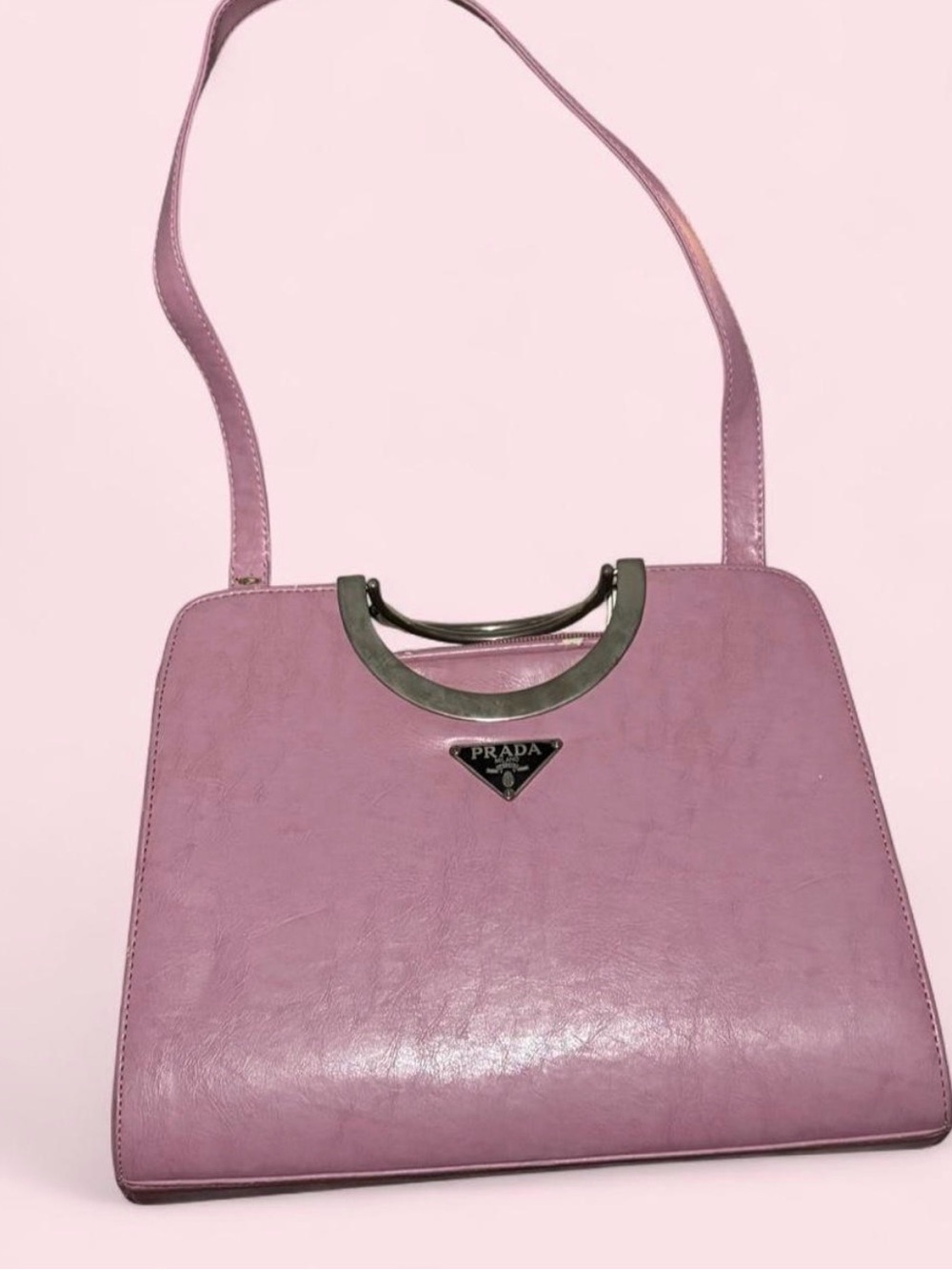 Prada Lavender Leather Top-Handle Shoulder Bag